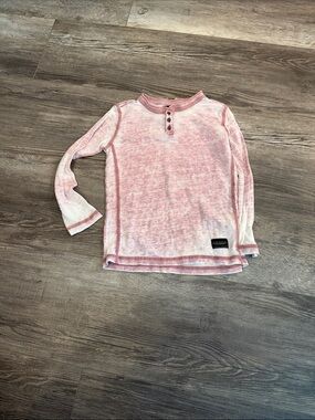 Silver Jeans Striped Trim Pink Long-Sleeve Henley Top for Kids